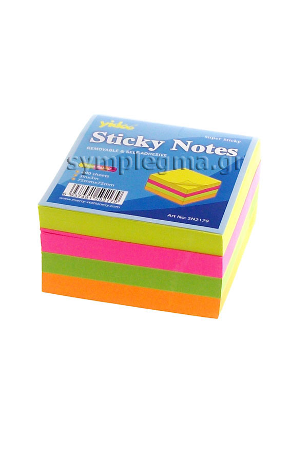 Αυτοκόλλητα χαρτάκια 75 x 75 neon colour 400 φύλλα yidoo SN2179