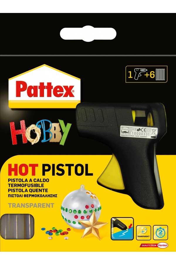 Πιστόλι σιλικόνης 10 mm Pattex Hobby με 6 ράβδους σιλικόνης H-834
