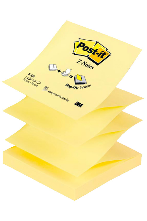 Αυτοκόλλητα χαρτάκια 76x76 Post-it z-notes κίτρινα 90 φύλλα R330-12SS-CY