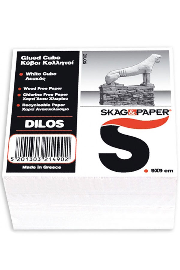Χαρτάκια κύβου λευκά κολλητά DILOS 9x9cm 500 φύλλα SKAG 214902