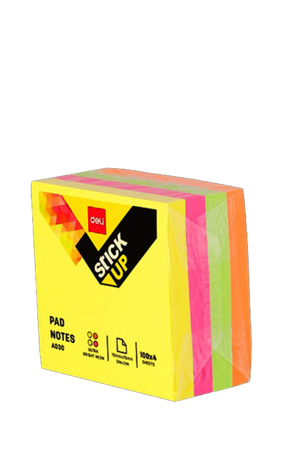 Αυτοκόλλητα χαρτάκια 76x76mm Deli  4 νέον αποχρώσεις  231.969743