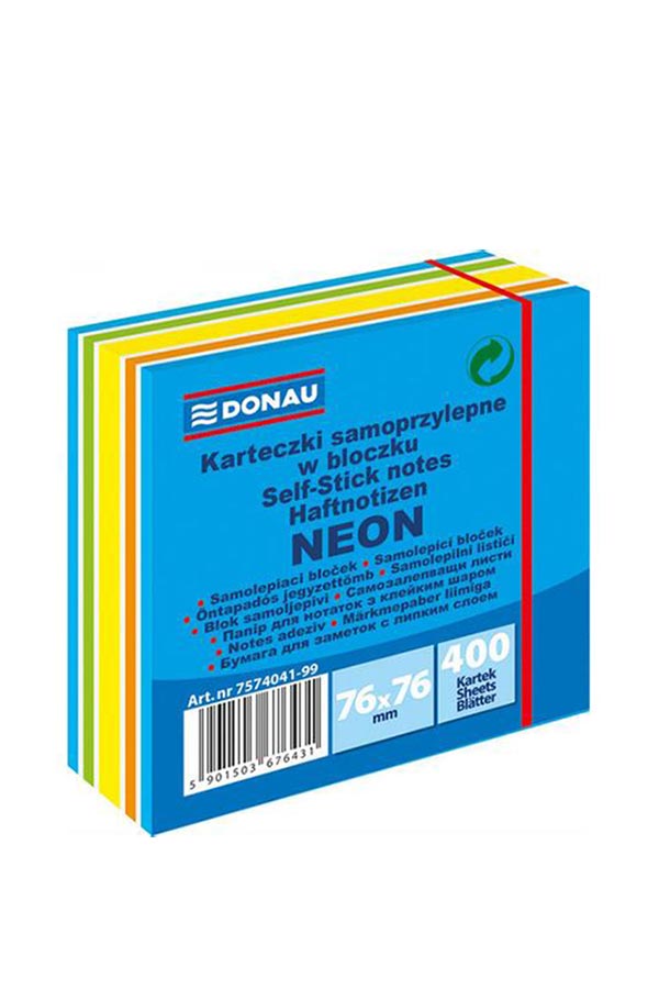 Αυτοκόλλητα χαρτάκια 76x76mm πολύχρωμα 400 φύλλα DONAU 7574041-99