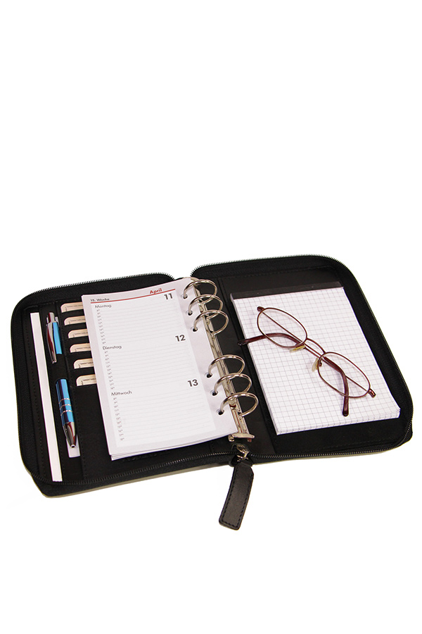 Organizer δερμάτινο 15x20cm με φερμουάρ Almadih μαύρο