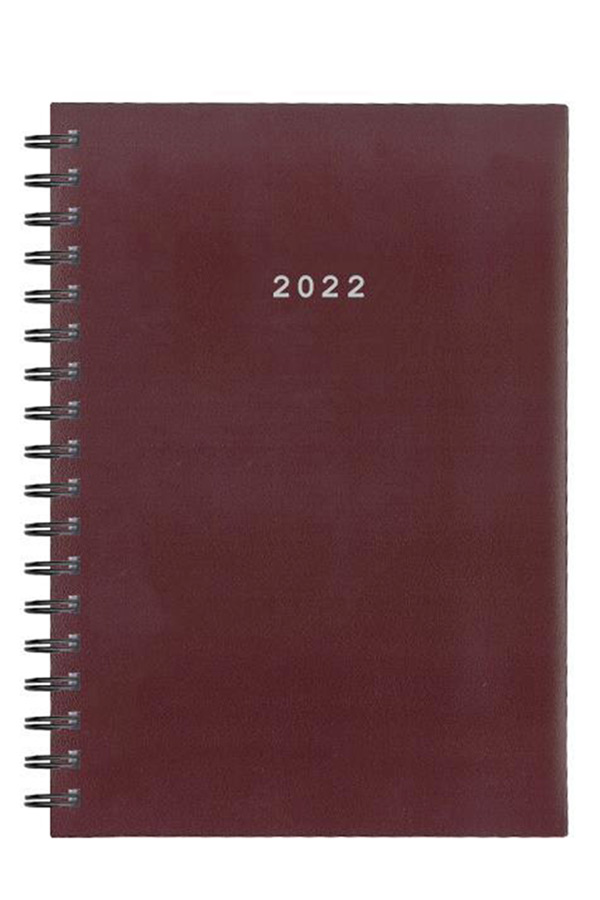 Ημερολόγιο 2022 ημερήσιο σπιράλ 14x21cm Basic μπορντώ next 02135-04
