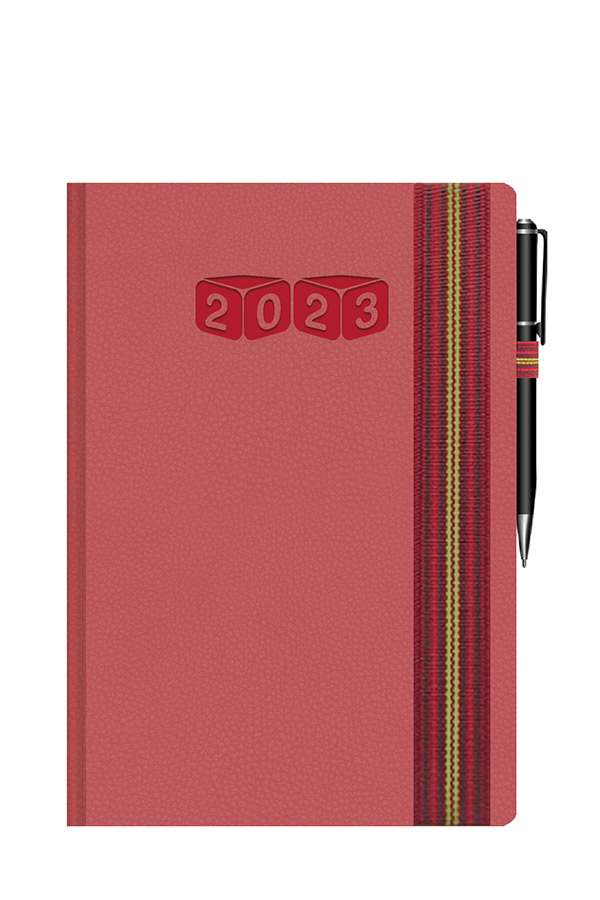 Ημερολόγιο 2023 ημερήσιο 12x17cm Smooth δεμένο με στυλό ροδί 891570