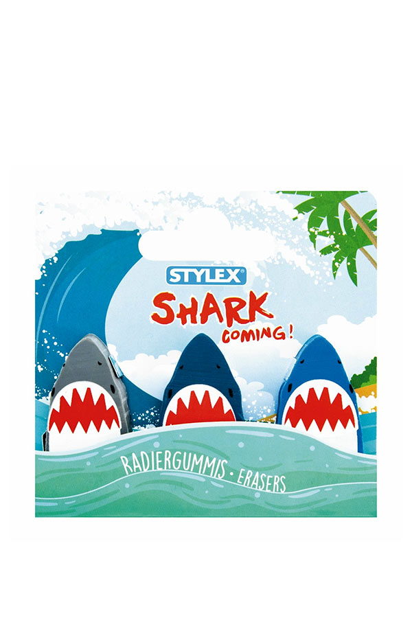 Γόμα 3 τεμάχια καρχαρίες STYLEX 34091