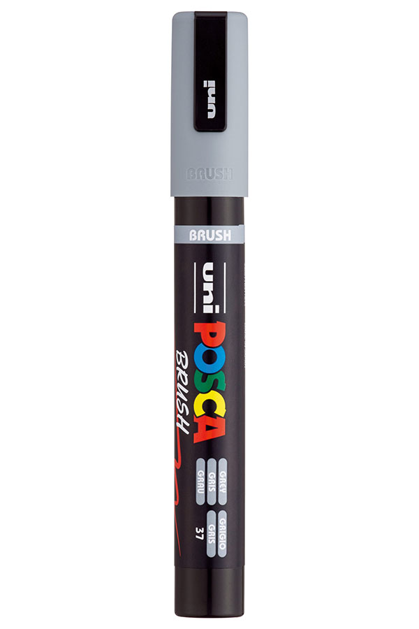 Μαρκαδόρος πινέλο Uni POSCA Brush γκρι PC-5BR-37 