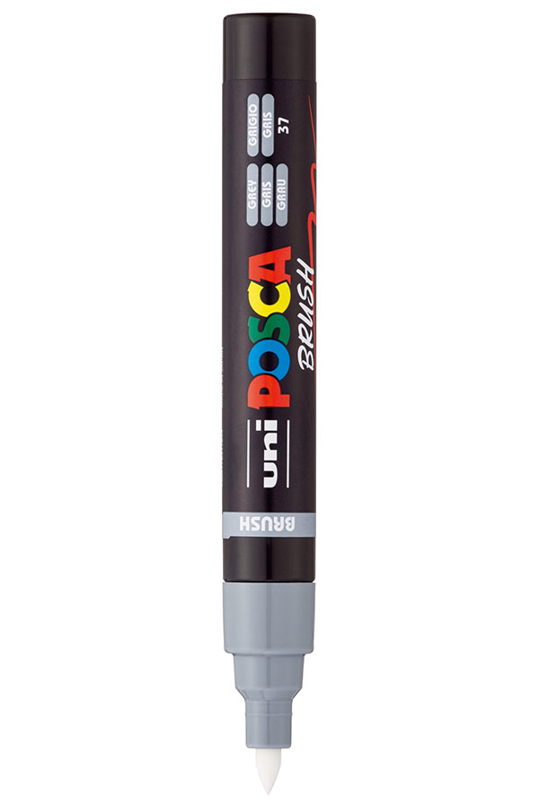 Μαρκαδόρος πινέλο Uni POSCA Brush γκρι PC-5BR-37 