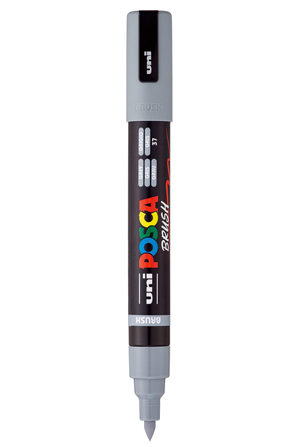 Μαρκαδόρος πινέλο Uni POSCA Brush γκρι PC-5BR-37 