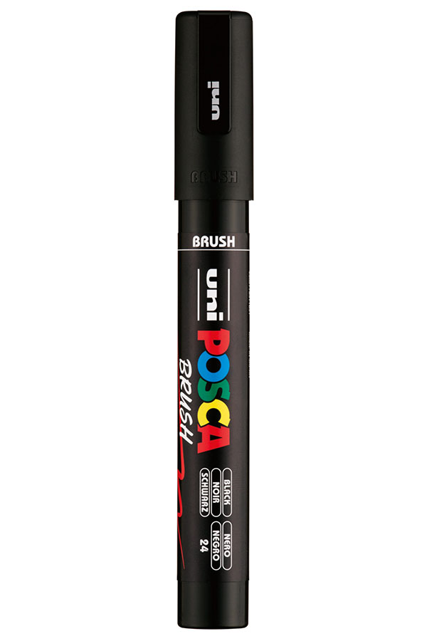 Μαρκαδόρος πινέλο Uni POSCA μαύρο PC-5BR-24
