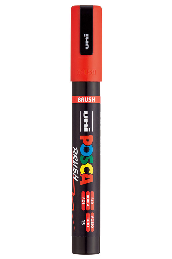 Μαρκαδόρος πινέλο Uni POSCA κόκκινο PC-5BR-15