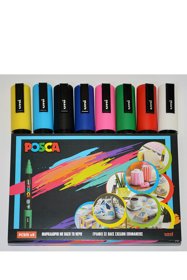 Μαρκαδόροι σετ 8 τεμ Uni POSCA PC-5M