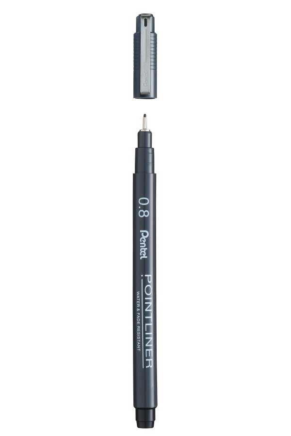 Μαρκαδοράκι σχεδίου Pentel pointliner 0.8mm μαύρο S20P-8A