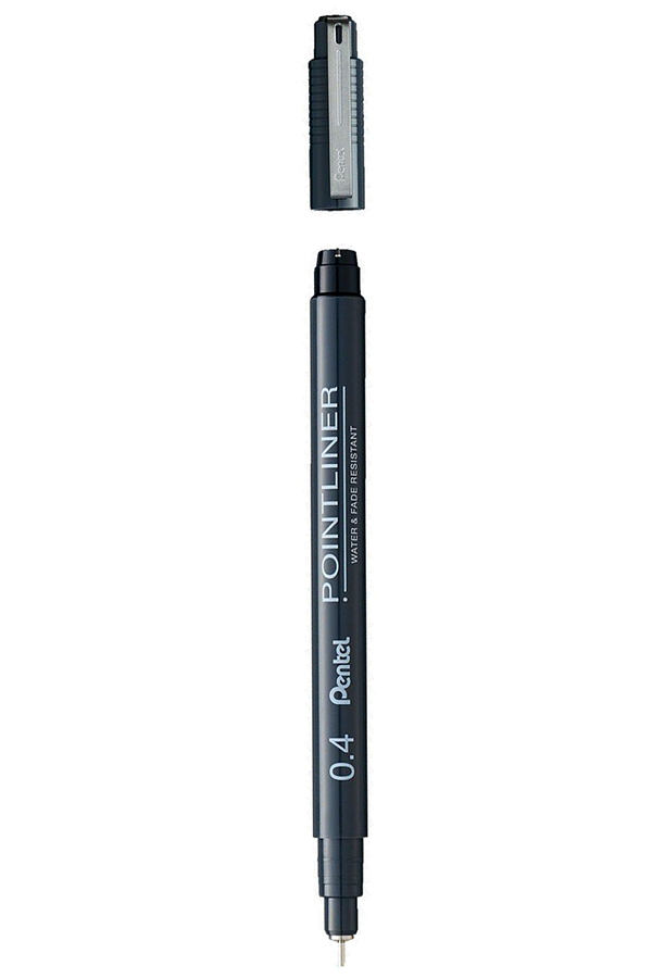 Μαρκαδοράκι σχεδίου Pentel pointliner 0.4mm μαύρο S20P-4A