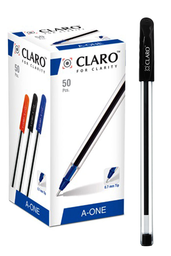 Στυλό CLARO A-ONE 0.7mm μαύρο κουτί 50 τμχ CL-1174