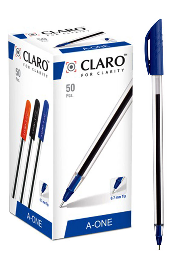 Στυλό CLARO A-ONE 0.7mm μπλε κουτί 50 τμχ CL-3418