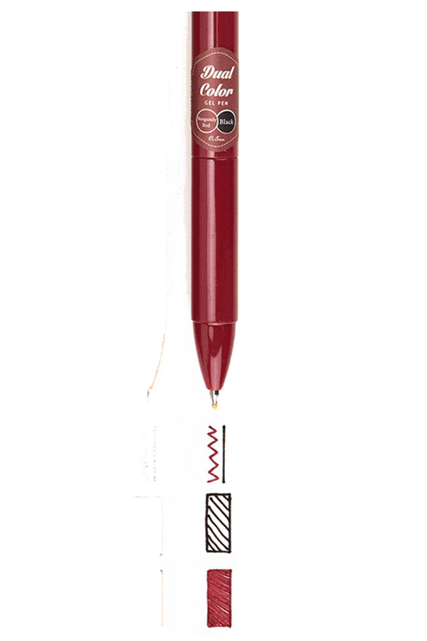 Στυλό gel δίχρωμο 0.7 mm dual color Writech μπορντό W-608