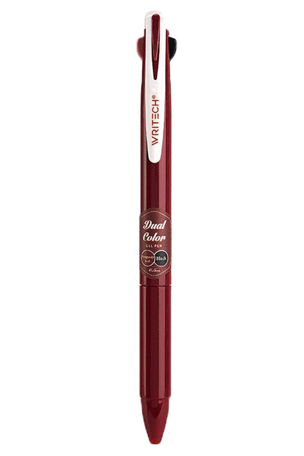 Στυλό gel δίχρωμο 0.7 mm dual color Writech μπορντό W-608