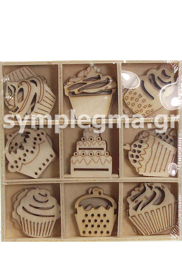 Ξύλινα διακοσμητικά Cupcakes 27τμχ Artemio 14001572