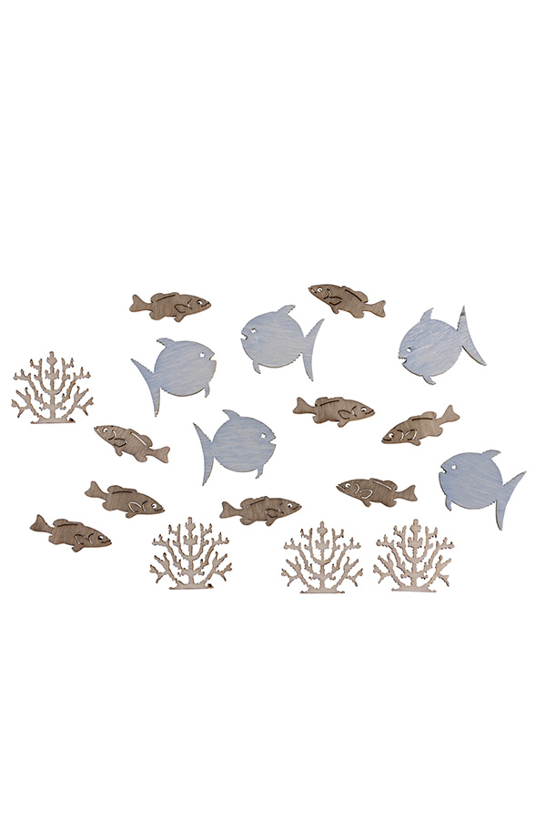 Ξύλινα διακοσμητικά 20τμχ Rayher ψάρια - κοράλλια 56994000