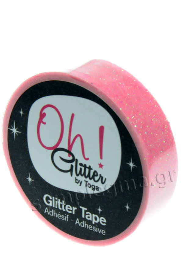 Ταινία glitter αυτοκόλλητη Washi tape ροζ Toga MT05