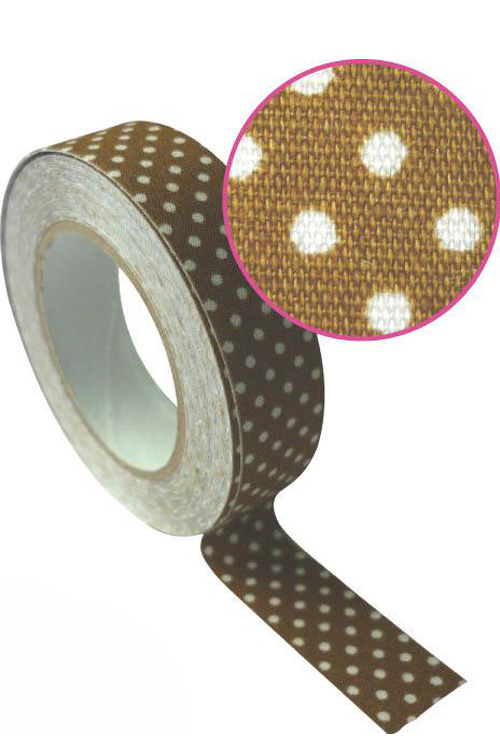 Ταινία υφασμάτινη αυτοκόλλητη Washi tape πουά μπεζ Graines creatives 193513