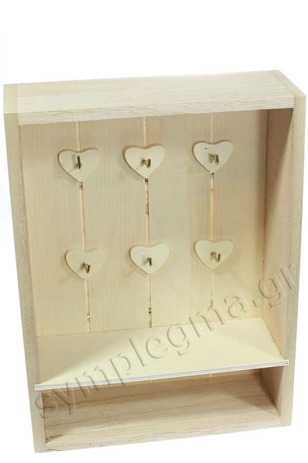 Κλειδοθήκη ξύλινη καρδιές ραφάκι 17x22cm Artemio 14001555