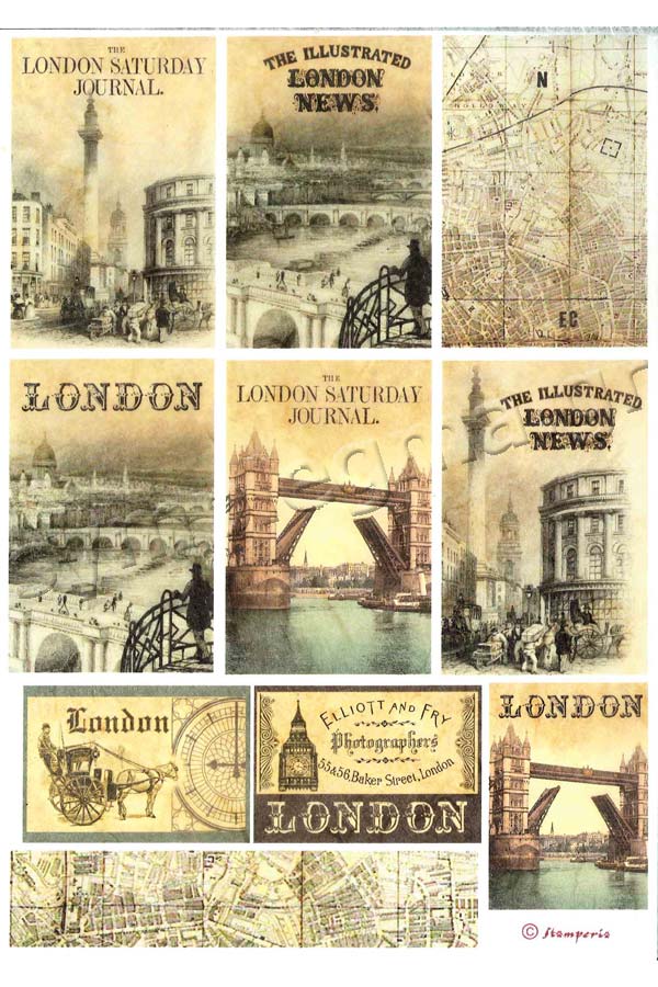 Ριζόχαρτο Decoupage Stamperia vintage Λονδίνο 21x29,7cm DFSA4191
