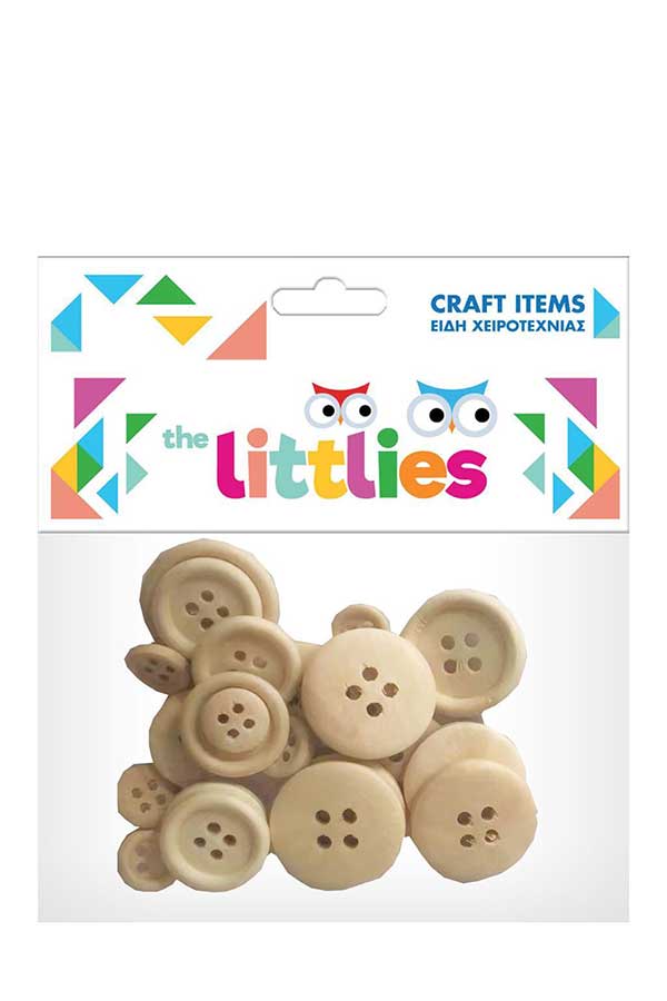 Κουμπιά ξύλινα φυσικό χρώμα 24τεμ the littlies 000646870