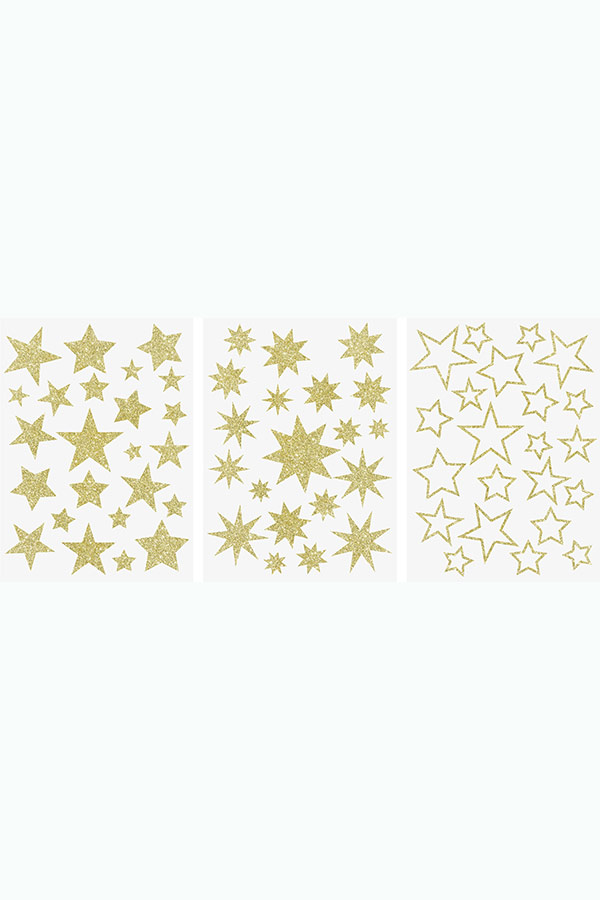 Στατικά αυτοκόλλητα γυαλιού Αστέρια χρυσά 3 φύλλα HEYDA 20-3584469