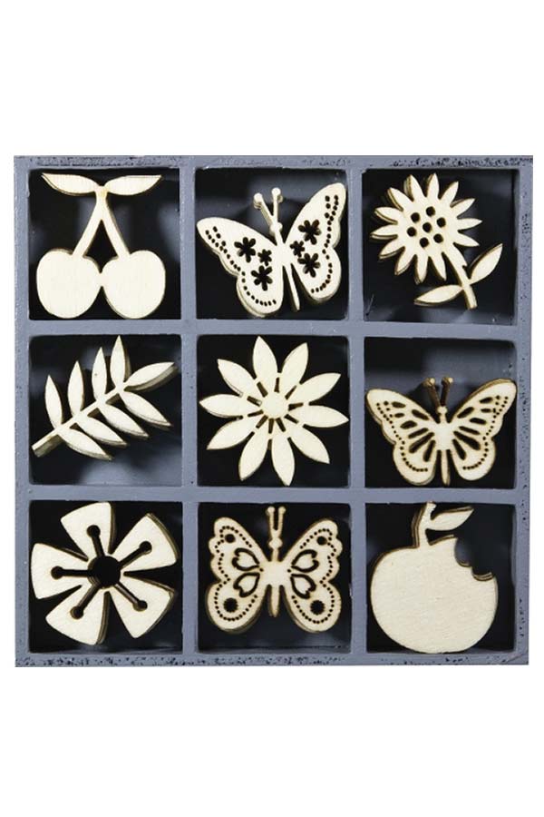 Ξύλινα διακοσμητικά Πεταλούδες - Λουλούδια 45τμχ Knorr prandell 21-18521108