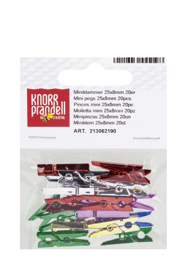 Μανταλάκια πλαστικά μικρά μεταλλικά χρώματα 25x8mm Knorr prandell 213062190