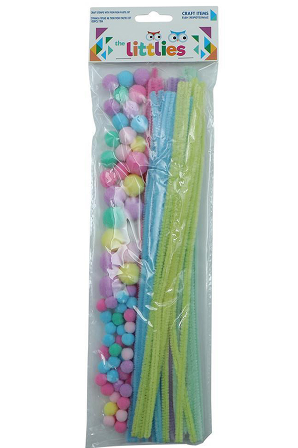 Σύρμα πίπας και πομ πομ 100τεμ the littlies παστέλ 000647072