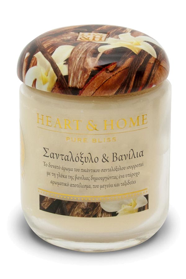 Αρωματικό κερί σε βάζο XL 340gr Heart and Home Σανταλόξυλο και Βανίλια 212750000312