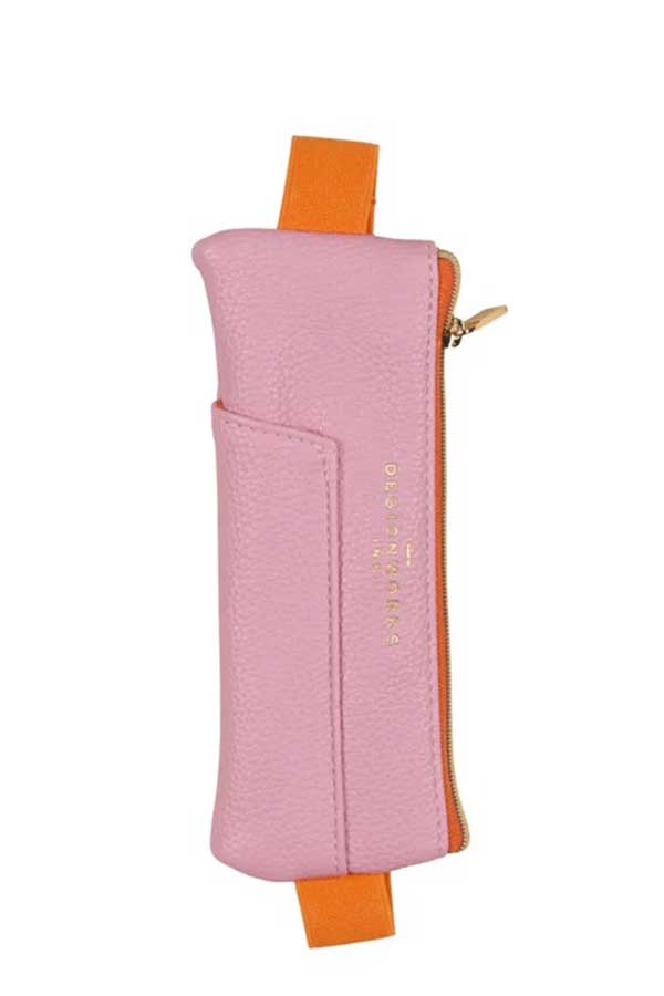 Κασετίνα slim δερματίνη με λάστιχο συγκράτησης Designworks ink ροζ πορτοκαλί LPP-1001EU