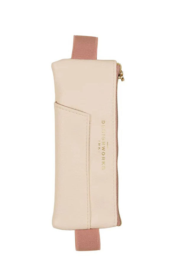 Κασετίνα slim δερματίνη με λάστιχο συγκράτησης Designworks ink κρεμ καφέ LPP-1003EU