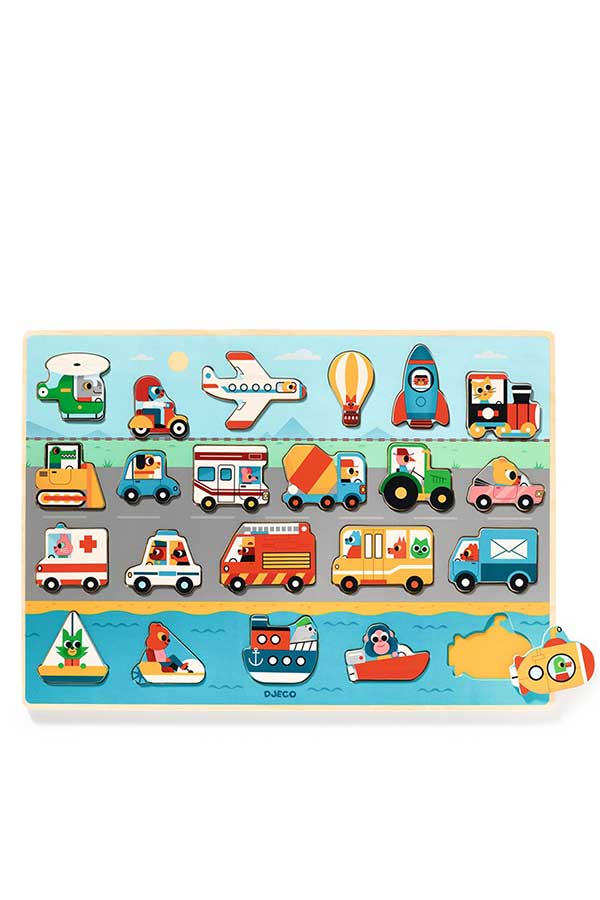 Παζλ σφηνώματα 22 τεμαχίων Djeco Οχήματα DJ01831