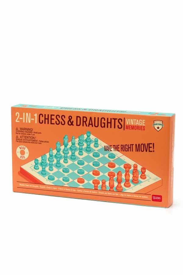 Επιτραπέζιο παιχνίδι Σκάκι και Ντάμα 2 σε 1 ξύλινο CHESS AND DRAUGHTS LEGAMI CD0001
