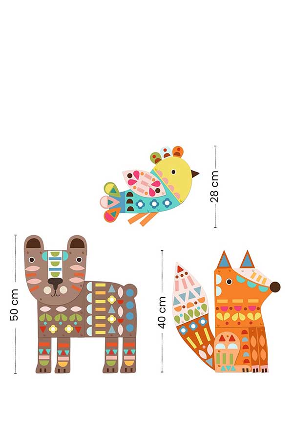 Κατασκευή κολλάζ με διπλόκαρφα και αυτοκόλλητα Djeco Ζωάκια DJ09895