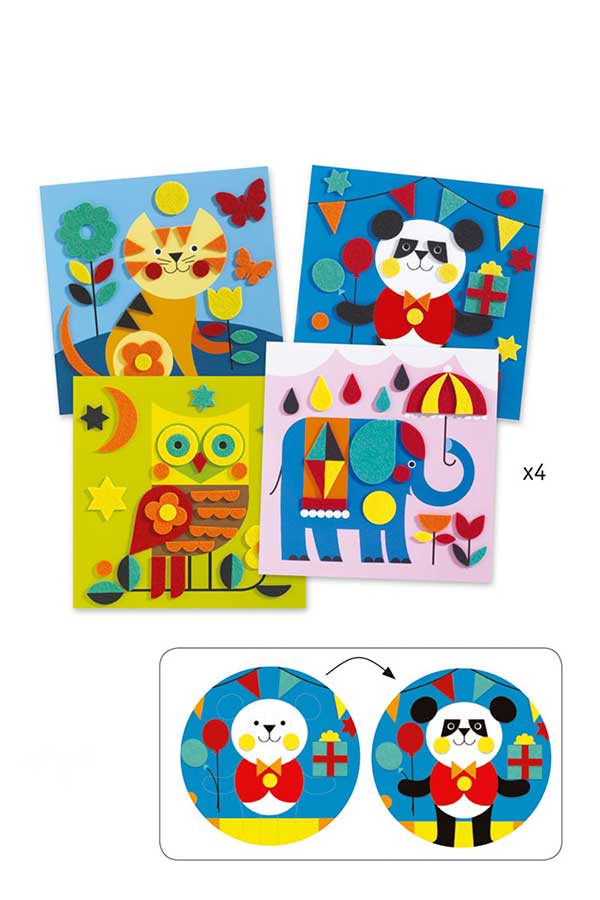 Κατασκευή κολλάζ με αυτοκόλλητα τσόχας Djeco Πάντα DJ09863