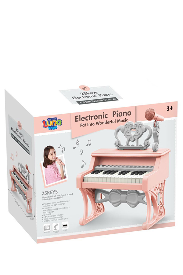 Παιδικό πιάνο ηλεκτρονικό 25 πλήκτρων ροζ Luna 000622514