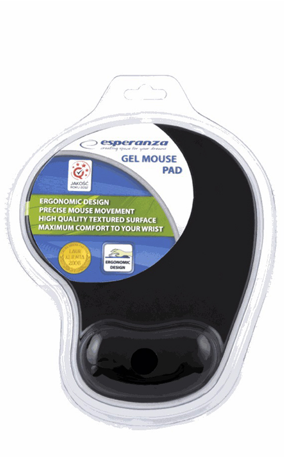Mousepad gel με στήριγμα καρπού μαύρο Esperanza EA137K