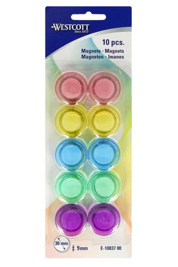 Μαγνητάκια χρωματιστά 10τμχ. 5 χρώματα παστέλ WESTCOTT E-10837