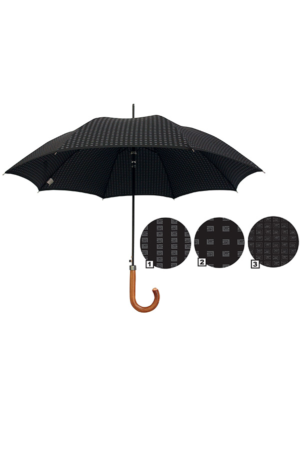 Ομπρέλα μπαστούνι μαύρη με γκρι καρό Guy Laroche 8404 art No. 8115