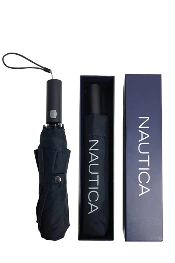 Ομπρέλα σπαστή αυτόματη Nautica μονόχρωμη μαύρη 6668