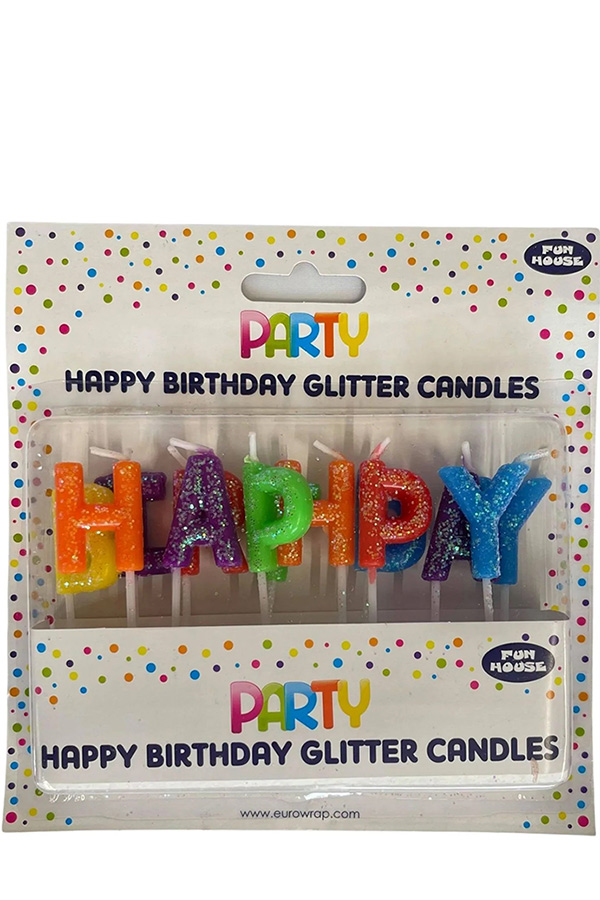 Κεριά τούρτας Happy Birthday πολύχρωμα Fun House 12825-HBMC
