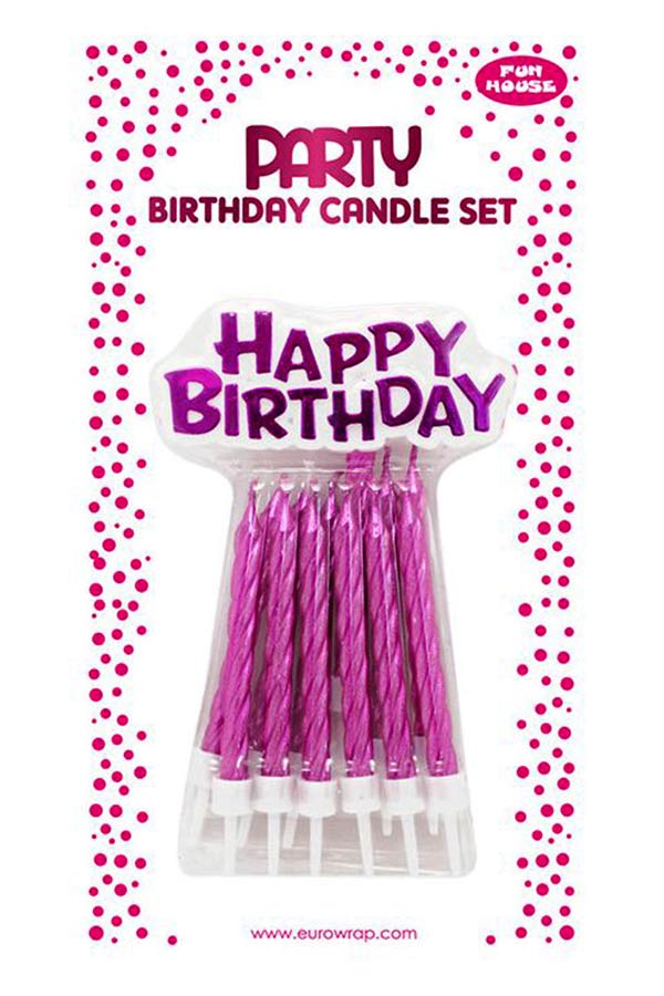 Κεριά τούρτας 12 τεμ Happy Birthday μωβ μεταλλικό Clairefontaine 26568-P