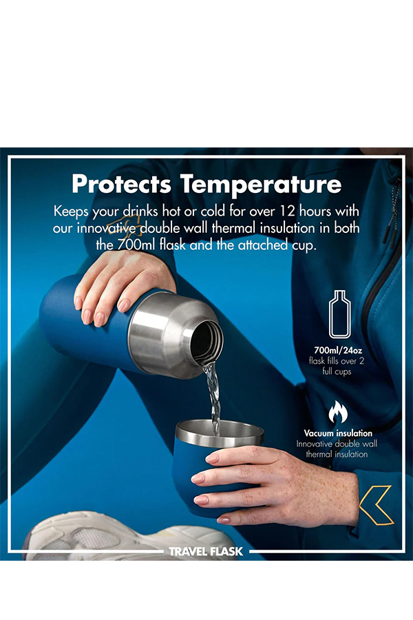ion8 Παγούρι θερμός με κούπα 700ml μπλε I8FS700ANAVY