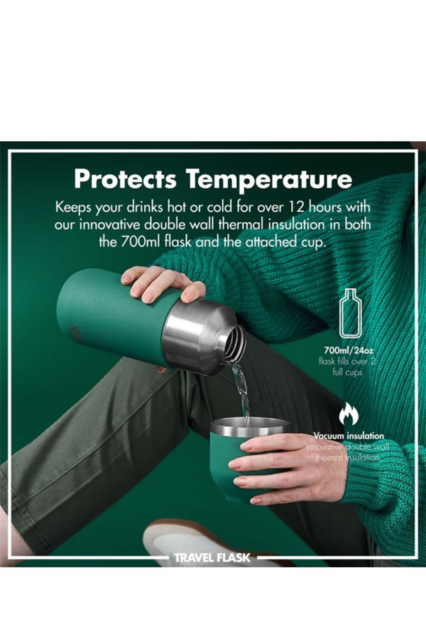 ion8 Παγούρι θερμός με κούπα 700ml πράσινο I8FS700DTEAL