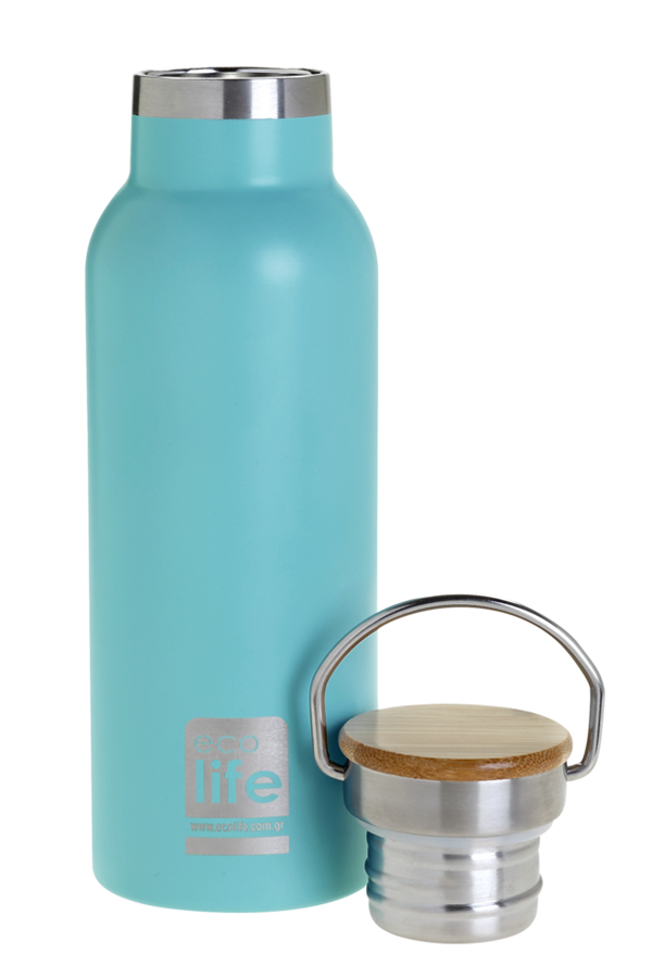 Θερμός Ανοξείδωτος ecolife 500ml Bamboo γαλάζιο 33-BO-3044